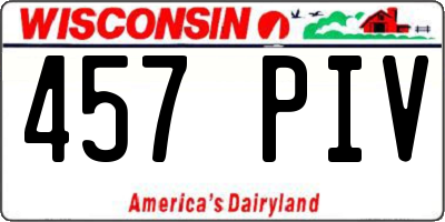 WI license plate 457PIV