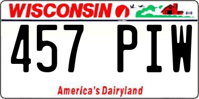 WI license plate 457PIW