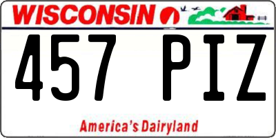 WI license plate 457PIZ