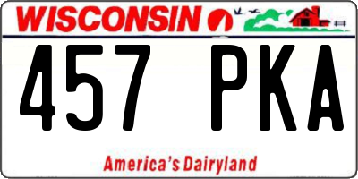 WI license plate 457PKA