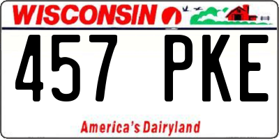 WI license plate 457PKE