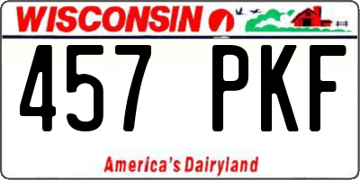 WI license plate 457PKF
