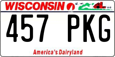 WI license plate 457PKG