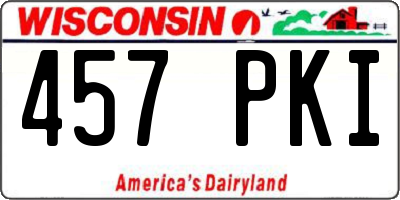 WI license plate 457PKI