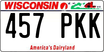 WI license plate 457PKK