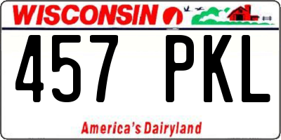 WI license plate 457PKL