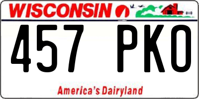 WI license plate 457PKO