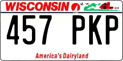 WI license plate 457PKP