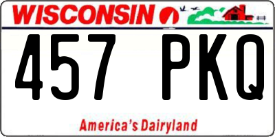 WI license plate 457PKQ
