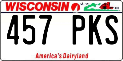 WI license plate 457PKS