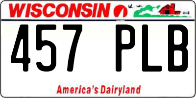 WI license plate 457PLB