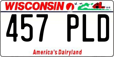 WI license plate 457PLD