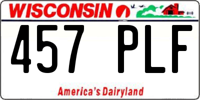 WI license plate 457PLF