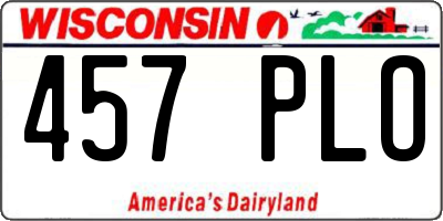 WI license plate 457PLO