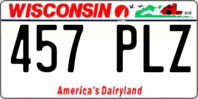 WI license plate 457PLZ