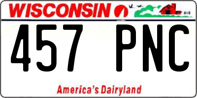 WI license plate 457PNC