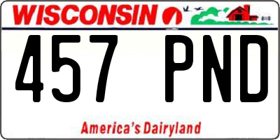 WI license plate 457PND