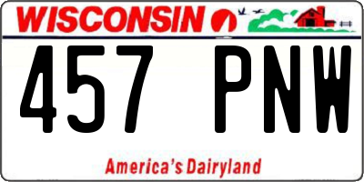 WI license plate 457PNW