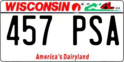 WI license plate 457PSA