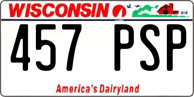 WI license plate 457PSP