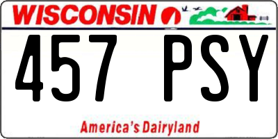 WI license plate 457PSY