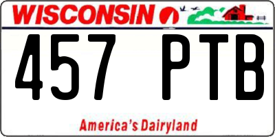 WI license plate 457PTB