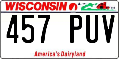 WI license plate 457PUV