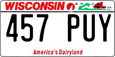 WI license plate 457PUY