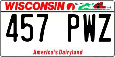 WI license plate 457PWZ