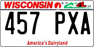 WI license plate 457PXA