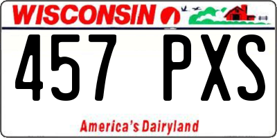 WI license plate 457PXS