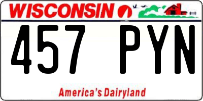 WI license plate 457PYN
