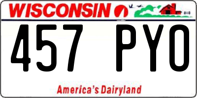 WI license plate 457PYO