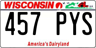 WI license plate 457PYS
