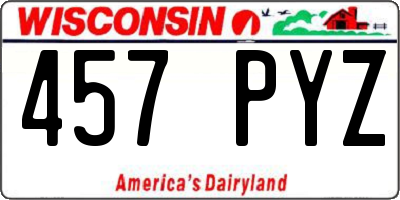 WI license plate 457PYZ