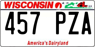 WI license plate 457PZA