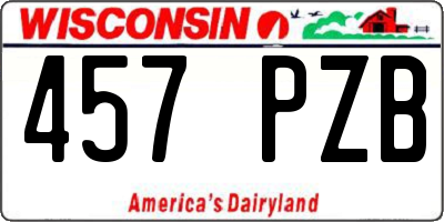 WI license plate 457PZB