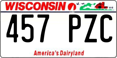 WI license plate 457PZC