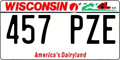 WI license plate 457PZE