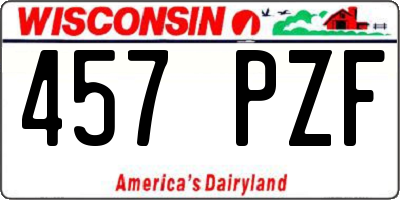 WI license plate 457PZF