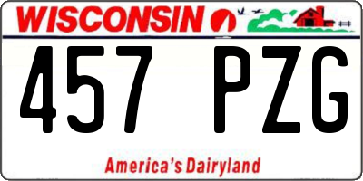 WI license plate 457PZG