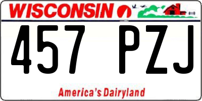 WI license plate 457PZJ