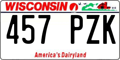 WI license plate 457PZK