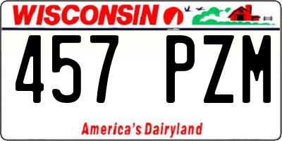 WI license plate 457PZM