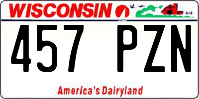 WI license plate 457PZN