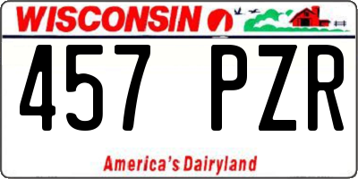 WI license plate 457PZR