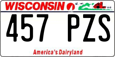 WI license plate 457PZS