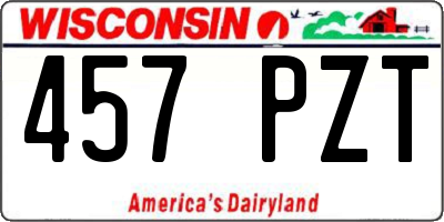 WI license plate 457PZT