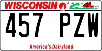 WI license plate 457PZW