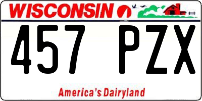 WI license plate 457PZX